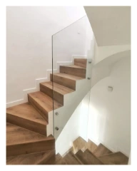 Barandilla escalera con vidrio templado incoloro y distanciadores plata