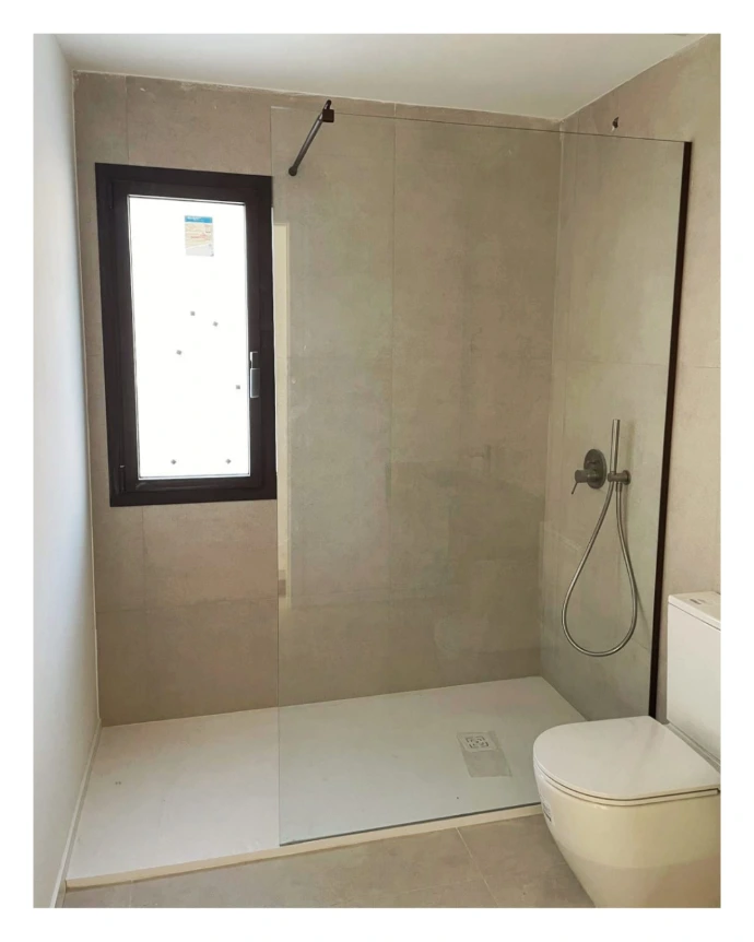 Mampara de ducha fijo y acabado grafito