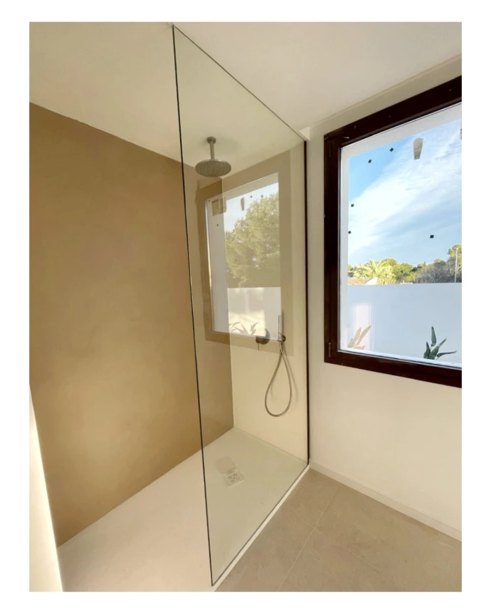 Mampara de ducha fijo y acabado cobre